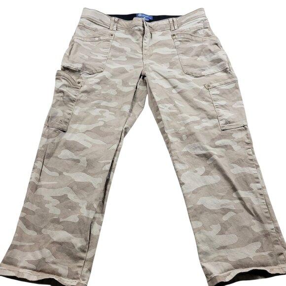 Democracy Ab Solution Jeans Womens 20W Crop Cargo Beige Camo Print Stretch - Picture 1 of 6